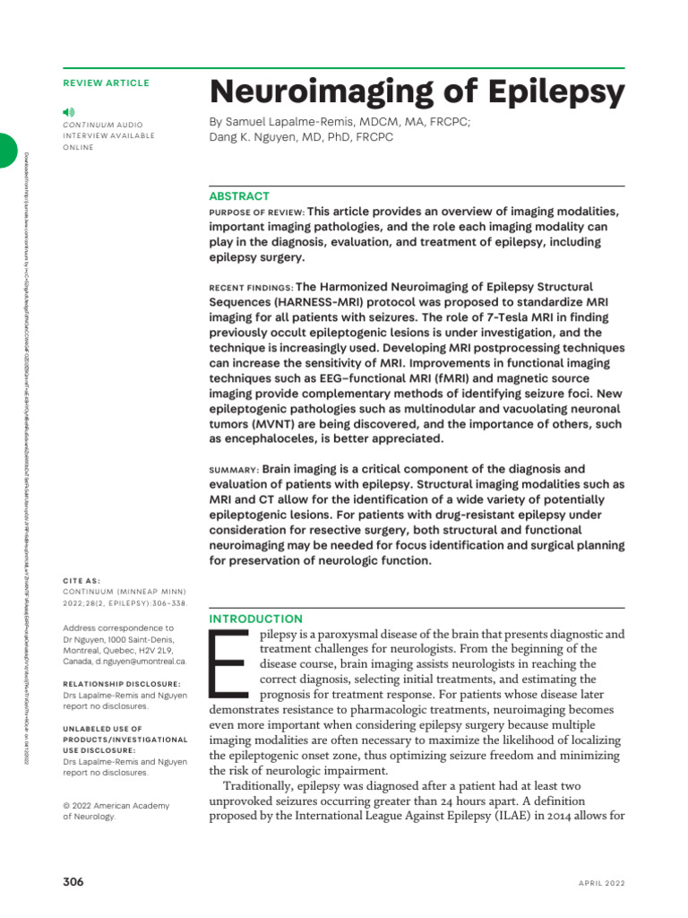 Neuroimaging of Epilepsy.6 | PDF | Epilepsy | Neuroimaging