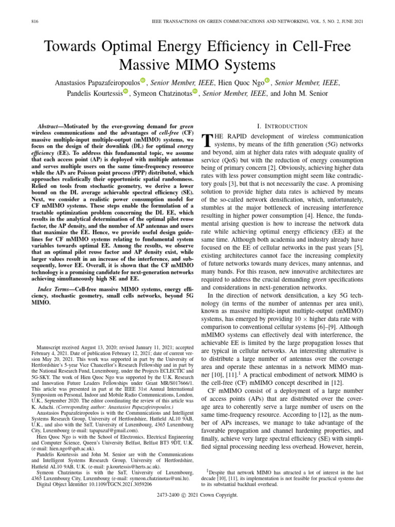 Towards Optimal Energy Efficiency in Cell-Free Massive MIMO Systems ...