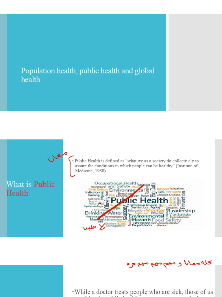 Population Health, Public Health and Global Health | PDF | Public ...