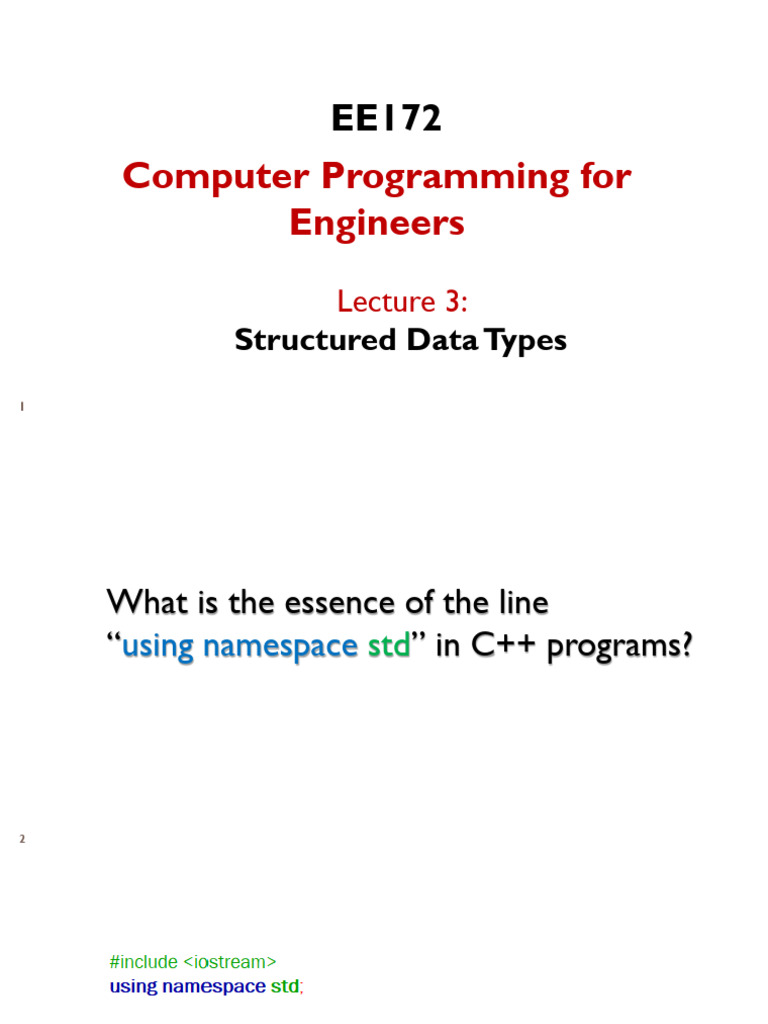 EE172_Lecture_3_Structured_Datatypes | PDF | String (Computer Science ...