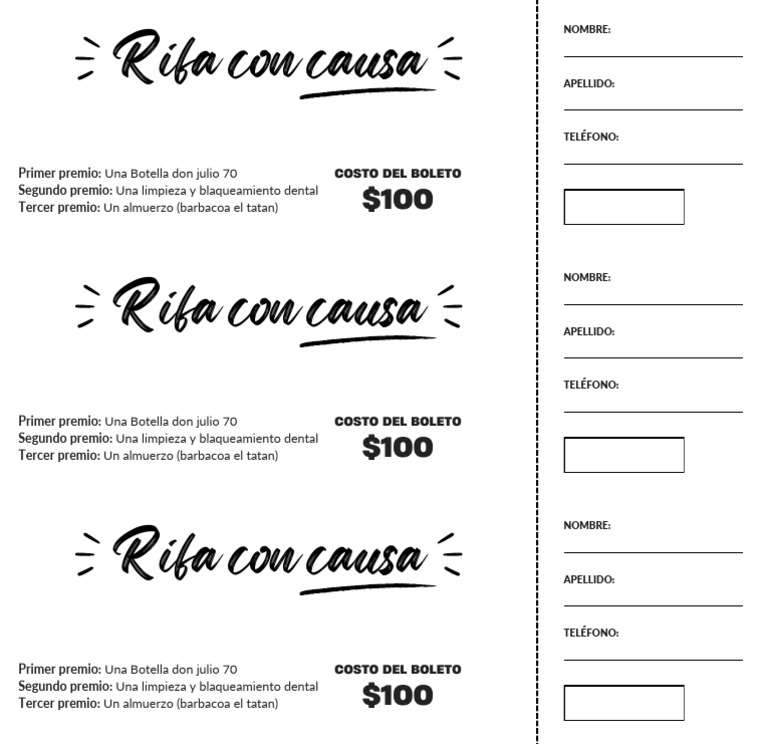 Boletos de Rifa con Causa para Imprimir | PDF