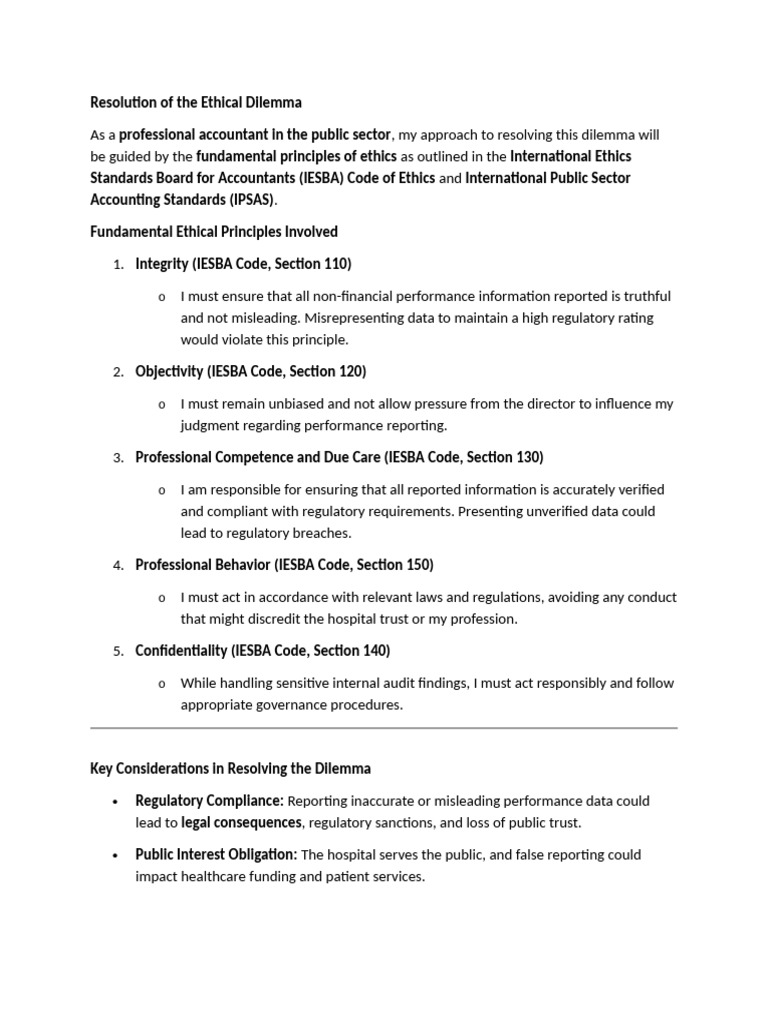 Ethical Dilemma Resolution for Accountants | PDF | Audit | Internal Audit