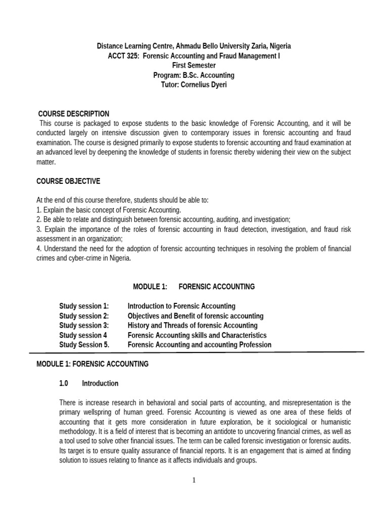 Forensic Accounting Course Overview | PDF | Audit | Accounting