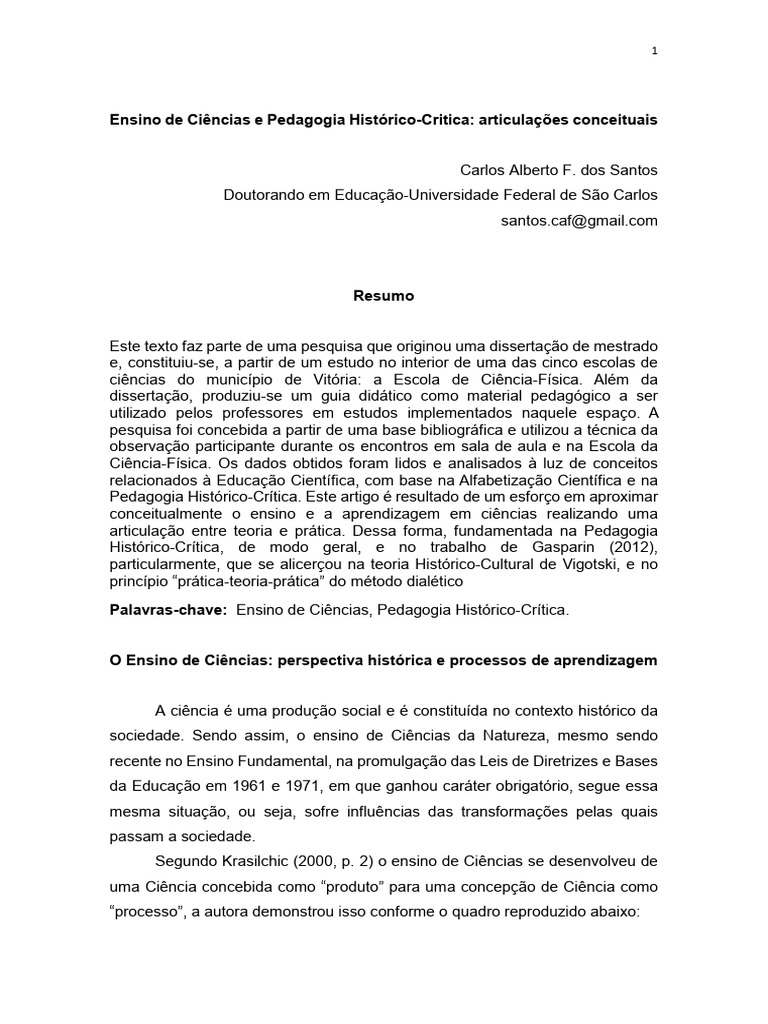 Ensino de Ciências e Pedagogia Crítica | PDF | Pedagogia | Aprendizado