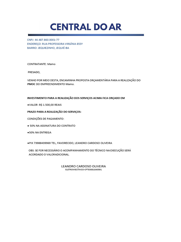 ORÇAMENTO Mamo | PDF