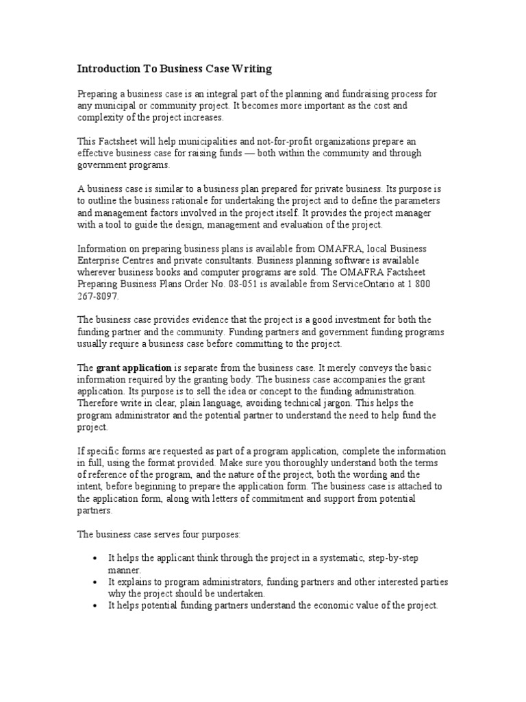 Business case template image