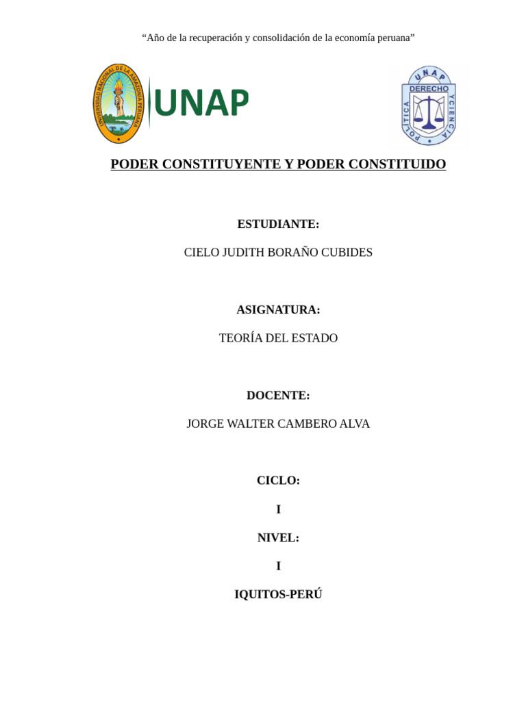 Poder Constituyente y Constituido en Perú | PDF | Constitución | Estado ...