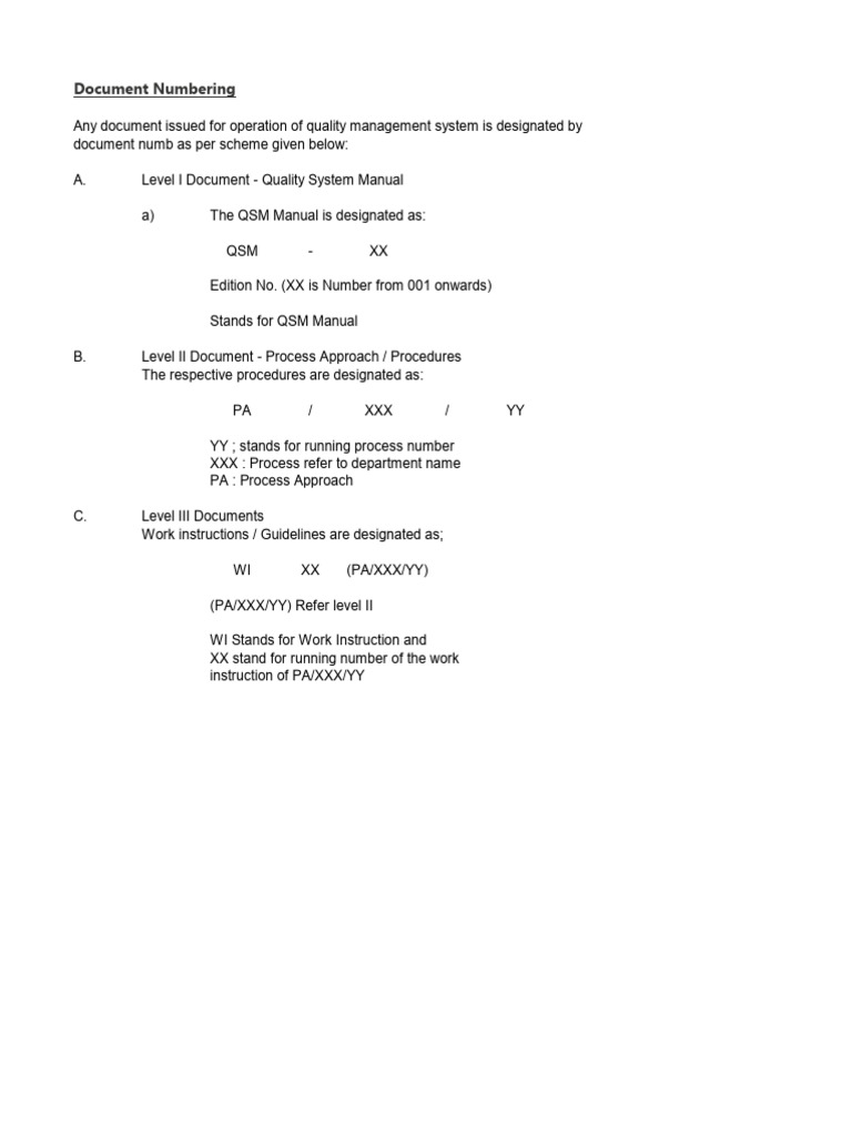 Document Numbering for Quality Management | PDF