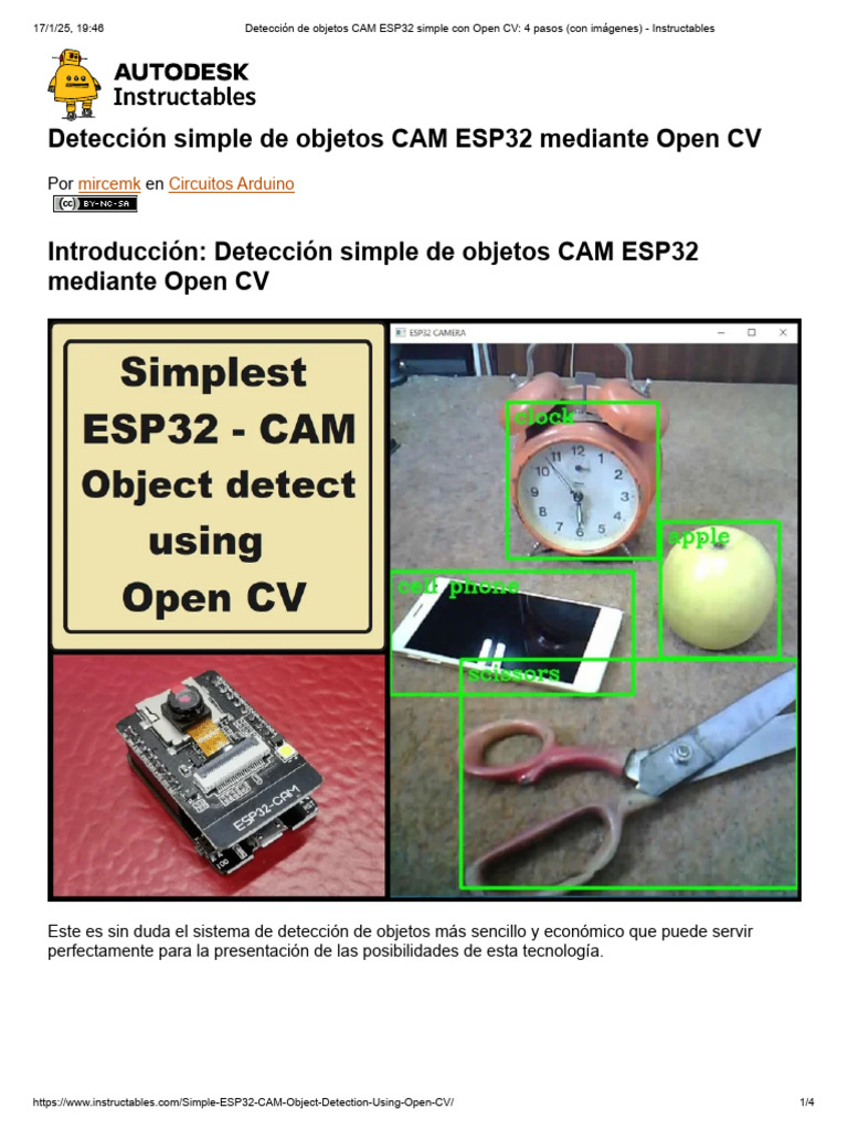Detección de Objetos con ESP32 y OpenCV | PDF | Visión por computador ...