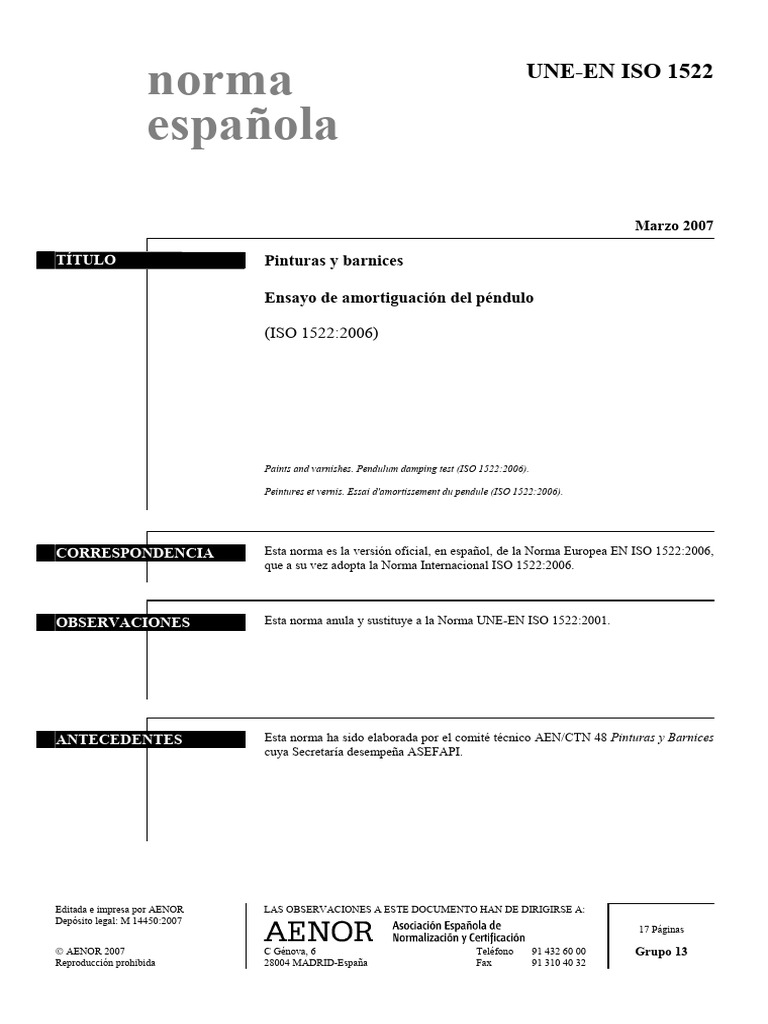 Ensayo de Amortiguación ISO 1522 | PDF | Estandarización | Oscilación
