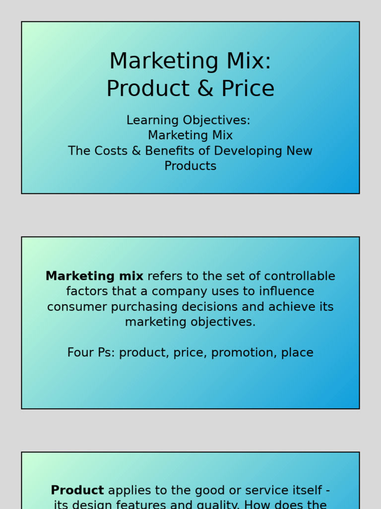 Understanding Product & Price in Marketing Mix | PDF