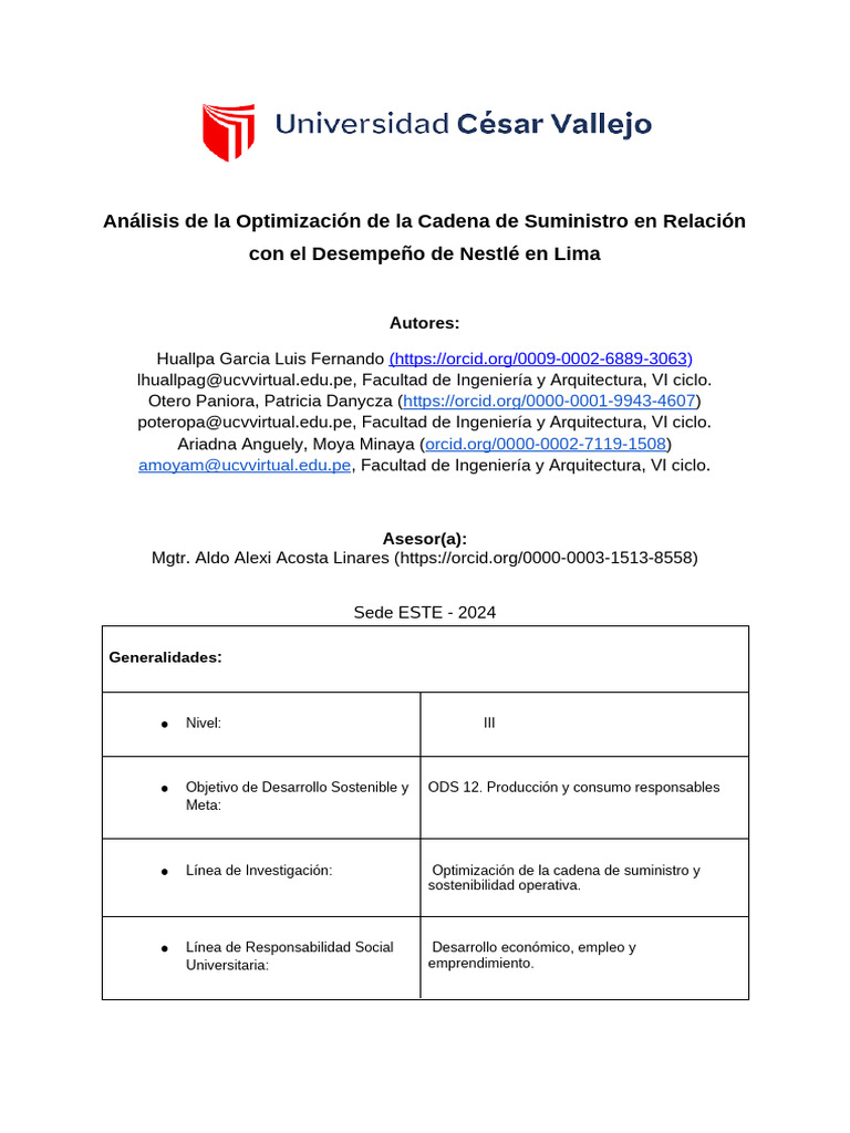 Optimización de la Cadena de Suministro en Nestlé | PDF | Logística ...