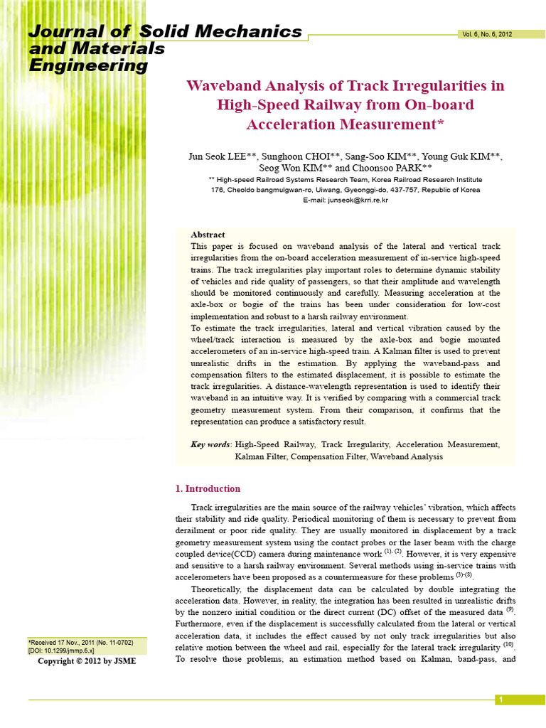 Waveband Analysis of Track Irregularities | PDF | Kalman Filter ...
