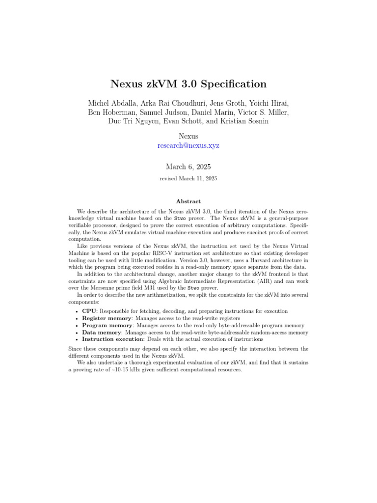 Nexus zkVM 3.0 Architecture Overview | PDF | Computer Data Storage ...