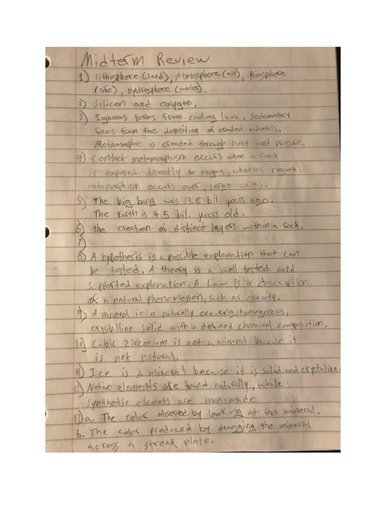 Midterm review earth science | PDF