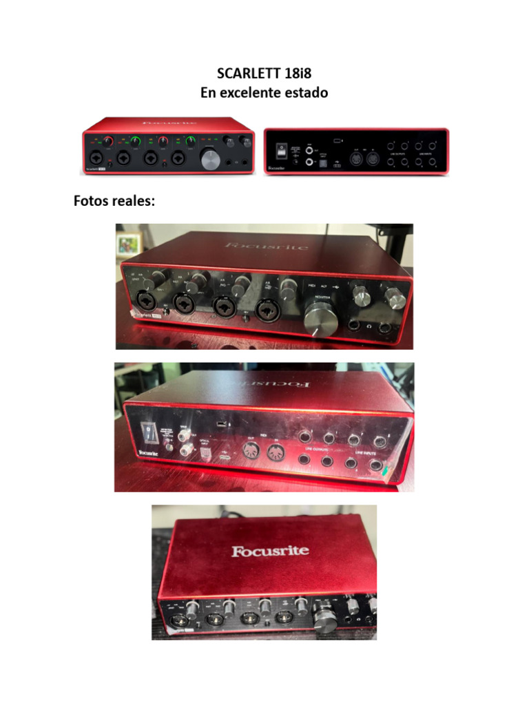 Interfaz de audio Scarlett 18i8 y OctoPre | PDF | Ingeniería de audio ...