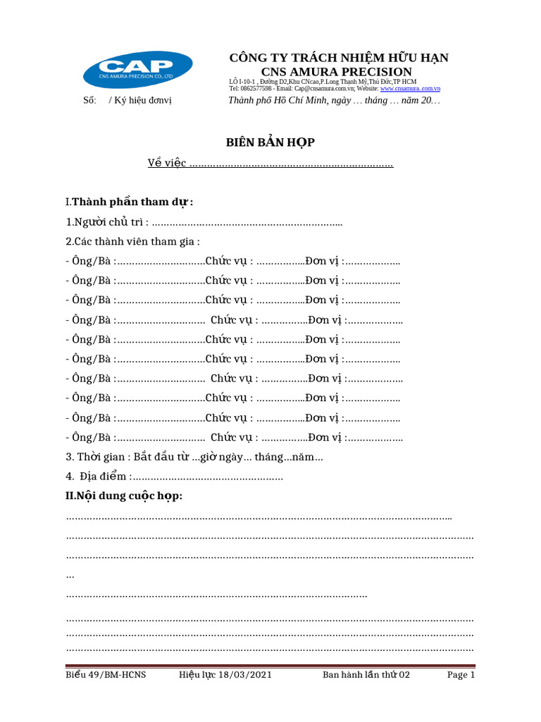 Biên Bản Họp | PDF