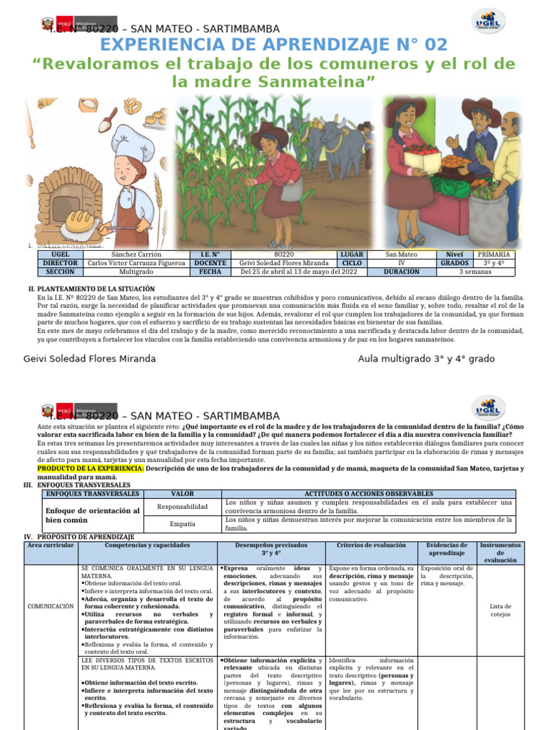 Revalorización del Rol Familiar en San Mateo | PDF | Evaluación ...