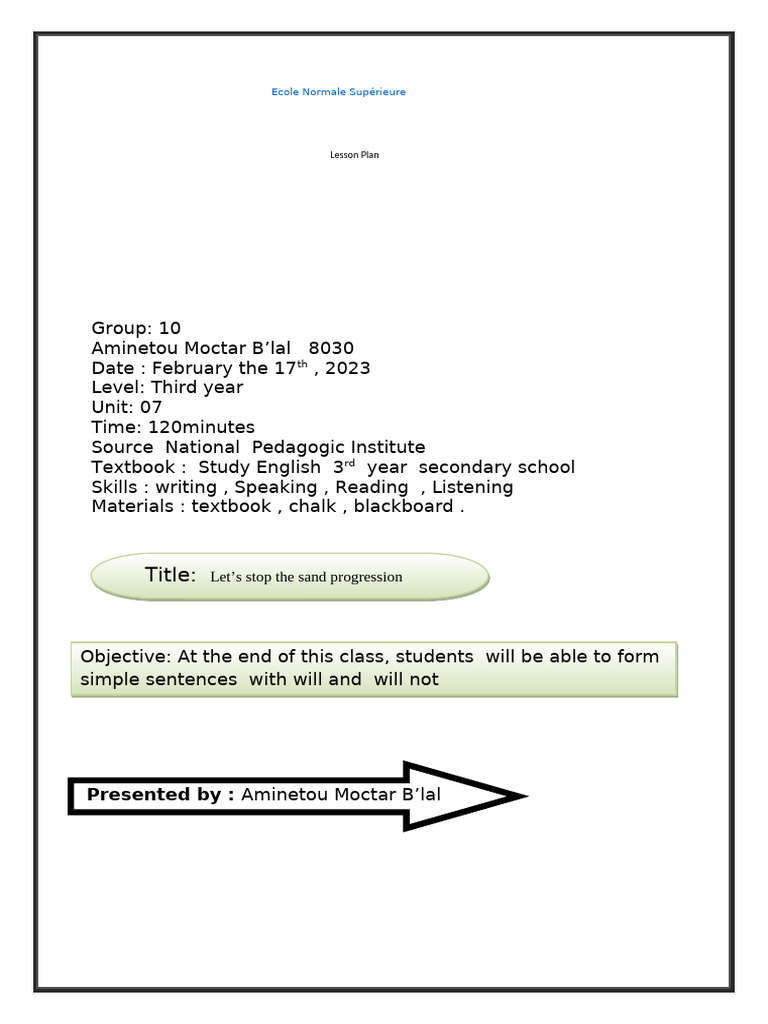 Lesson Plan: Simple Future Tense | PDF