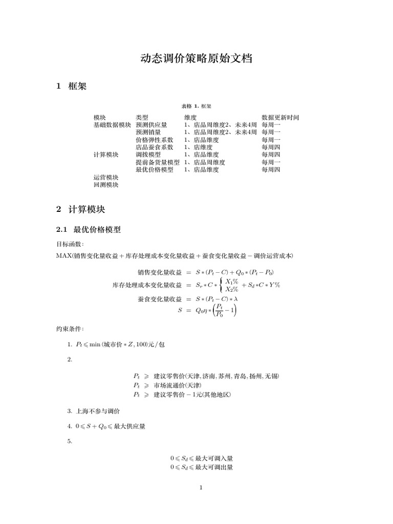 动态调价策略原始文档V2 1 | PDF
