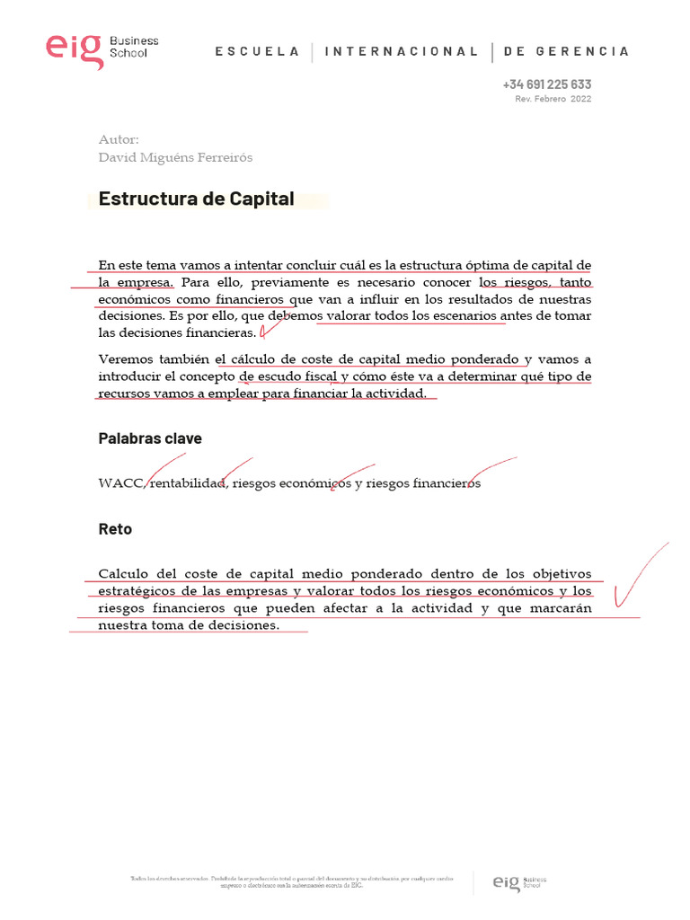 Estructura Óptima de Capital y Riesgos | PDF | Business | Costo de capital