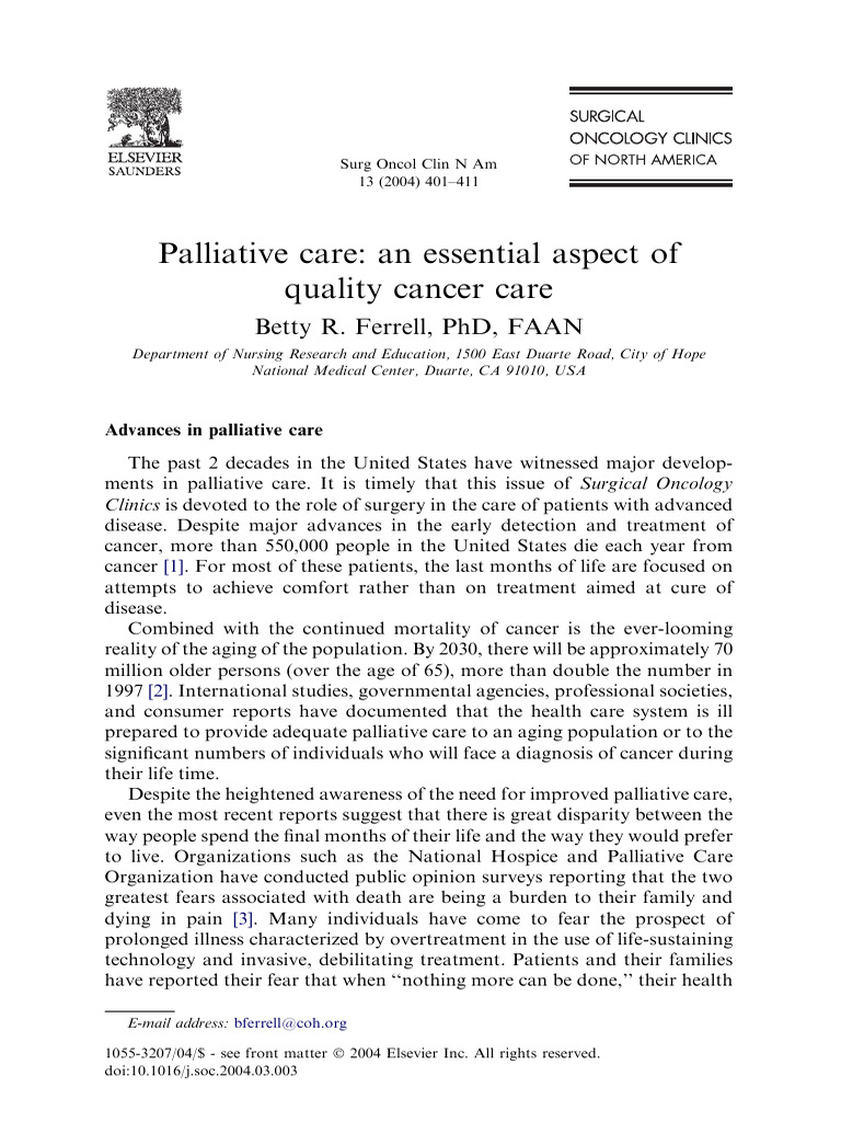 Palliative Care in Cancer Treatment | PDF | Palliative Care | End Of ...
