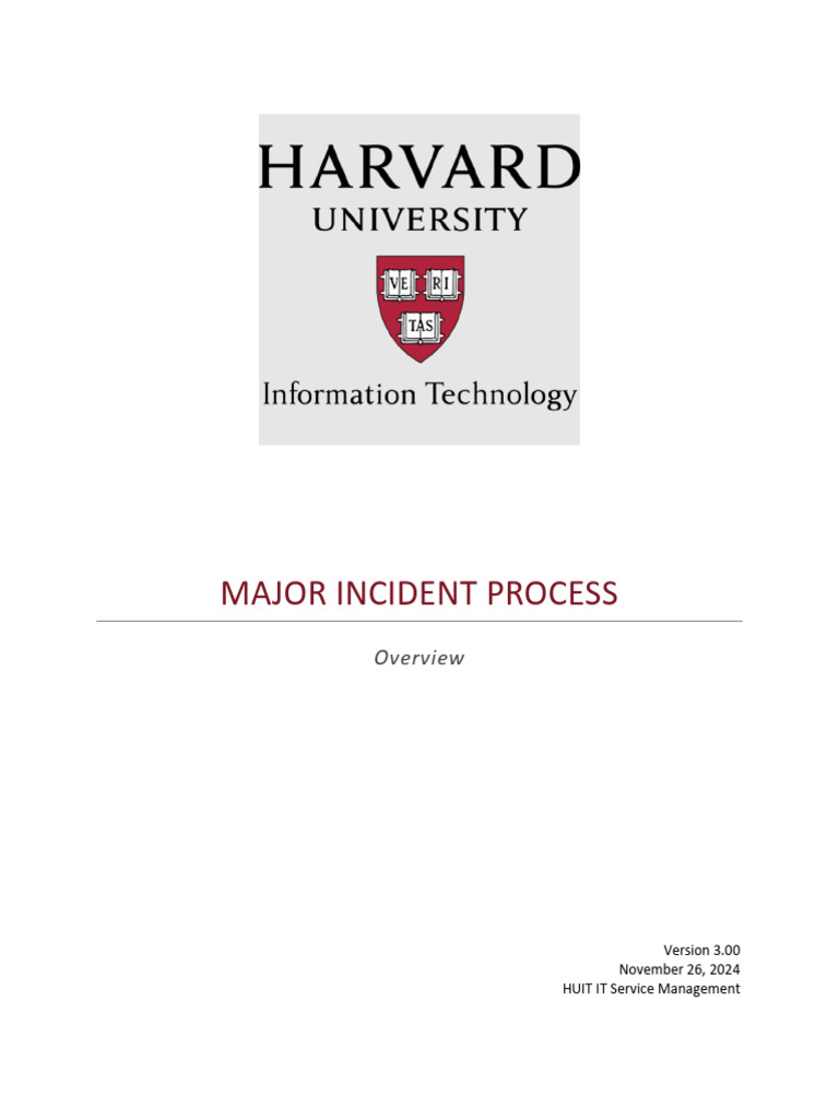 HUIT Major Incident Management Guide | PDF | Emergency Management ...
