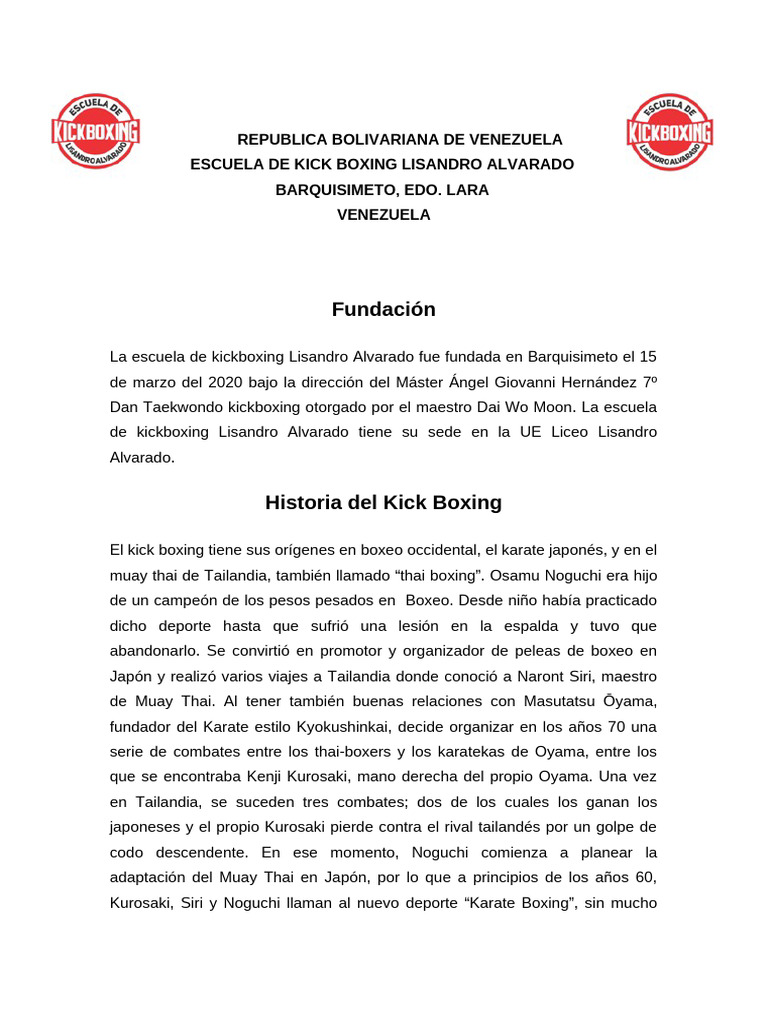 Historia y Beneficios del Kickboxing | PDF | Deportes individuales ...