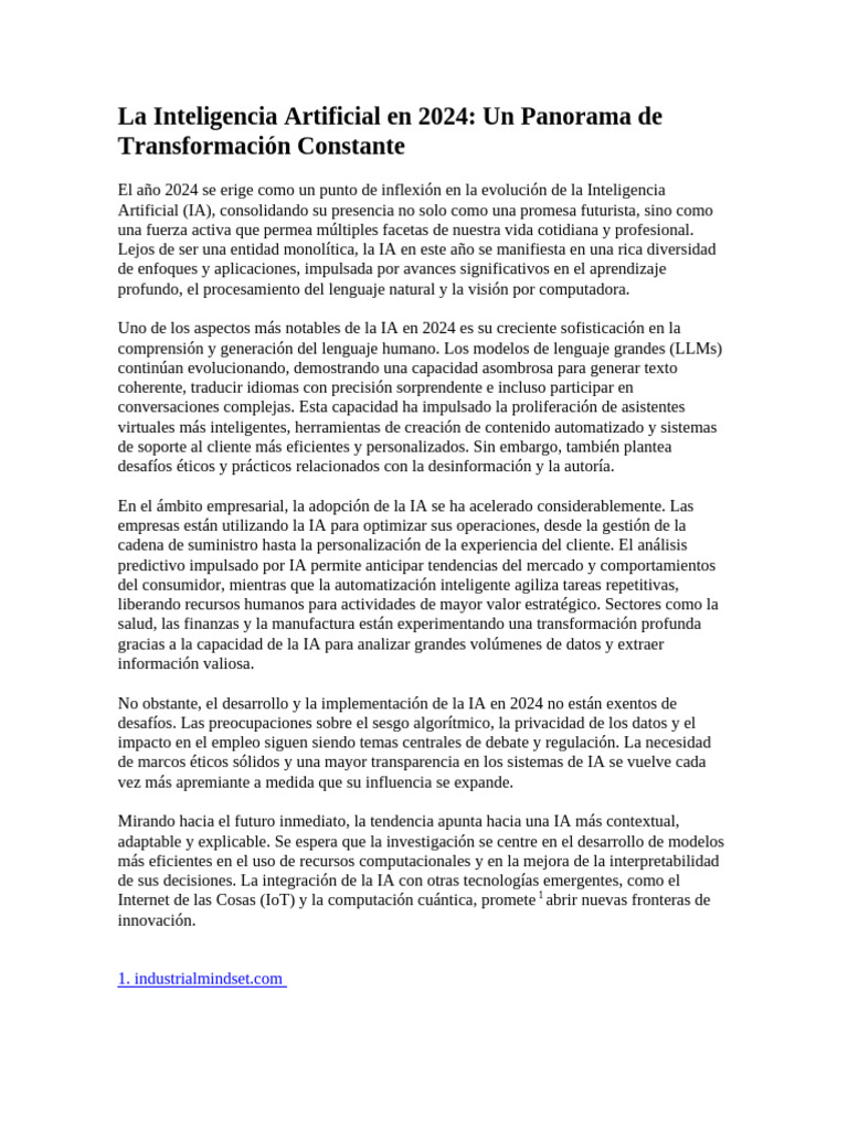 Ia 2024 | PDF | Inteligencia artificial | Inteligencia (IA) y semántica