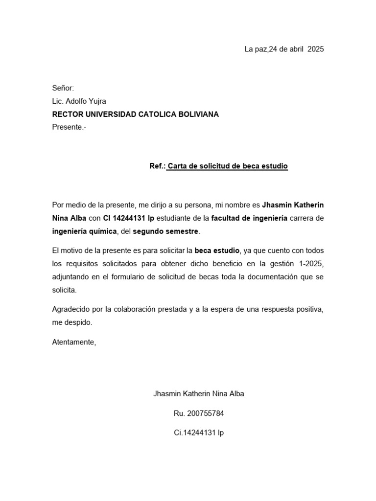 Solicitud de Beca Estudio 2025 | PDF