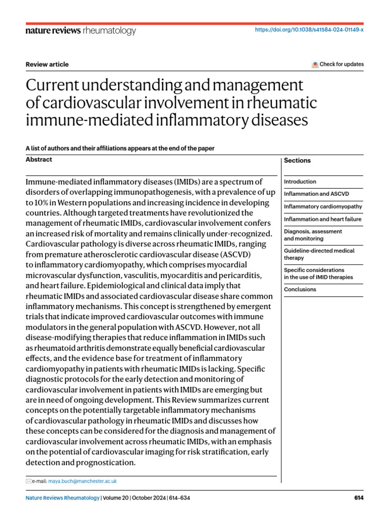 Cardiovascular Risks in Rheumatic IMIDs | PDF | Inflammation | Macrophage