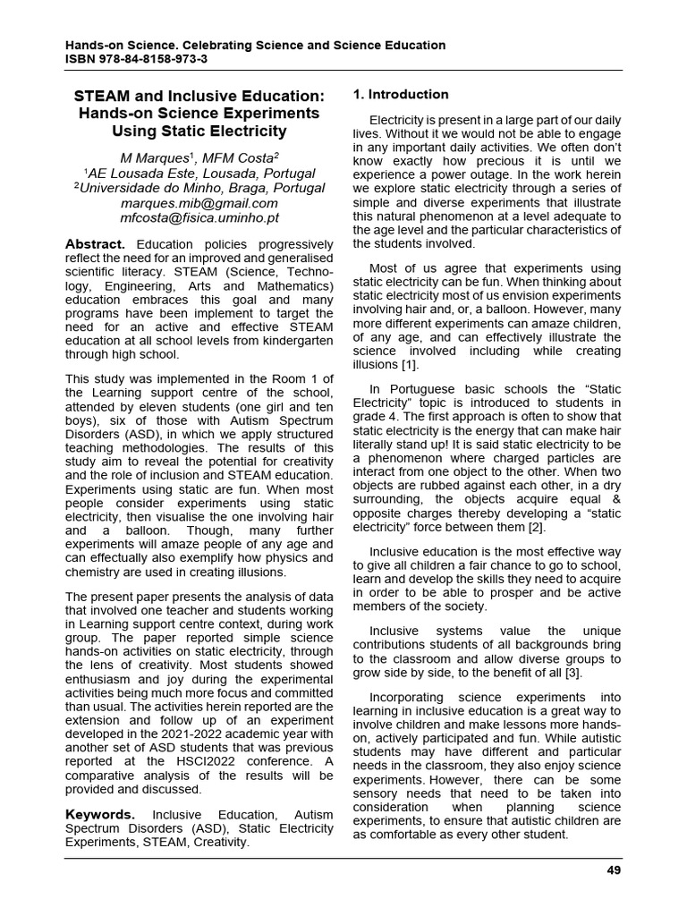 Hands-on STEAM Activities for ASD Students | PDF | Electron | Electric ...