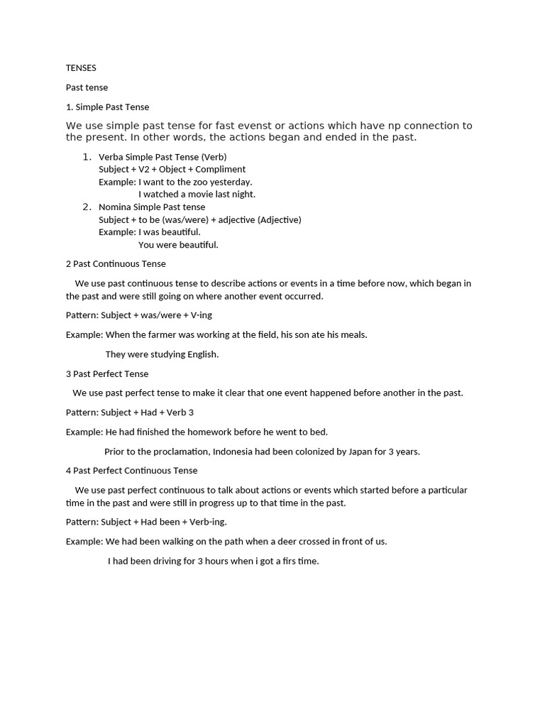 Understanding Past Tenses in English | PDF
