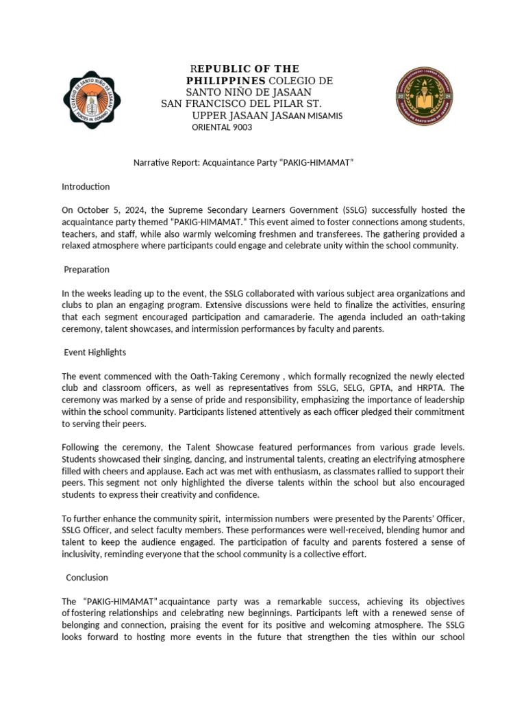 ACQUAINTANCE PARTY NARRATIVE REPORT (convert.io) | PDF | Social ...