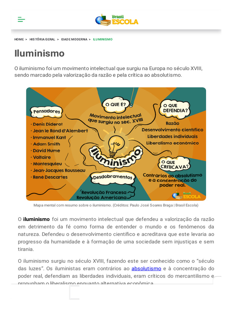 Iluminismo - o Que Foi, Resumo, Ideias, Pensadores - Brasil Escola ...