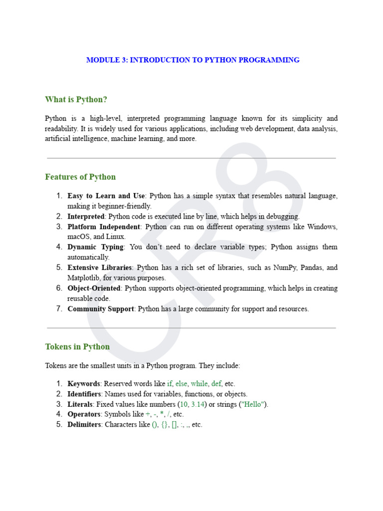 Introduction to Python Programming | PDF | Python (Programming Language ...