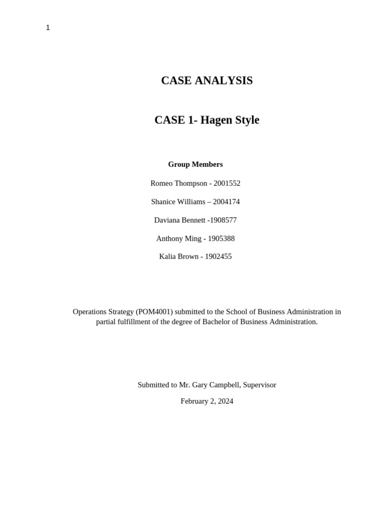 Hagen Style Operations Strategy Analysis | PDF | Marketing | Market ...