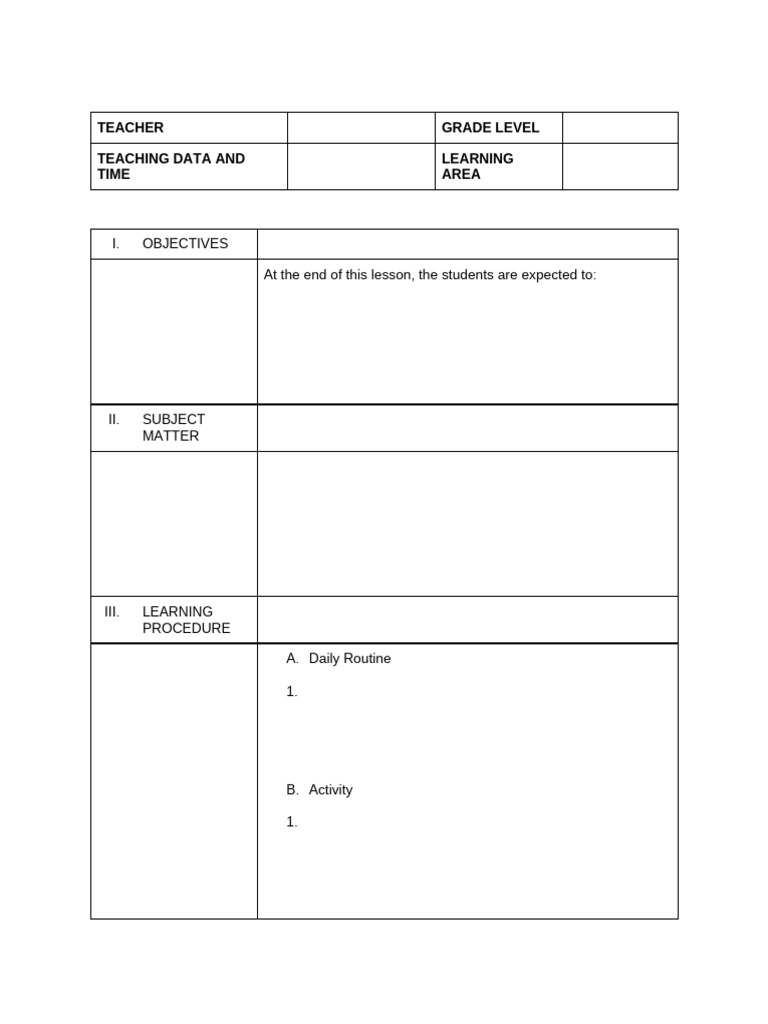 Teacher Lesson Plan Template | PDF