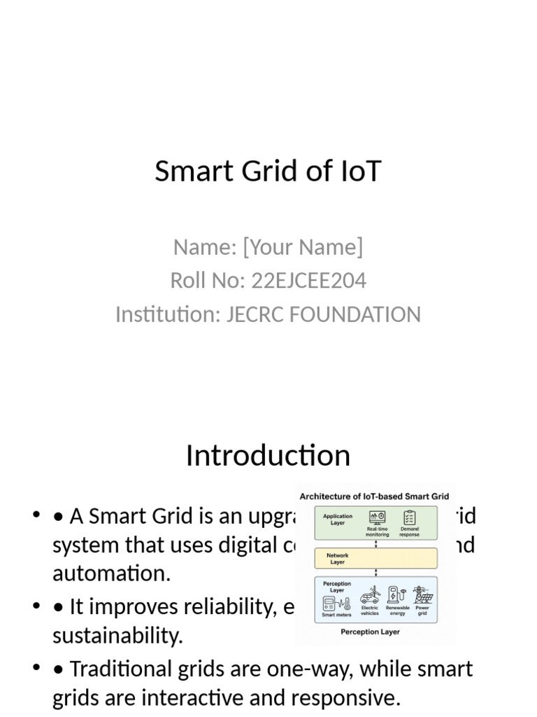 Smart Grid of IoT Presentation Full Diagram | PDF