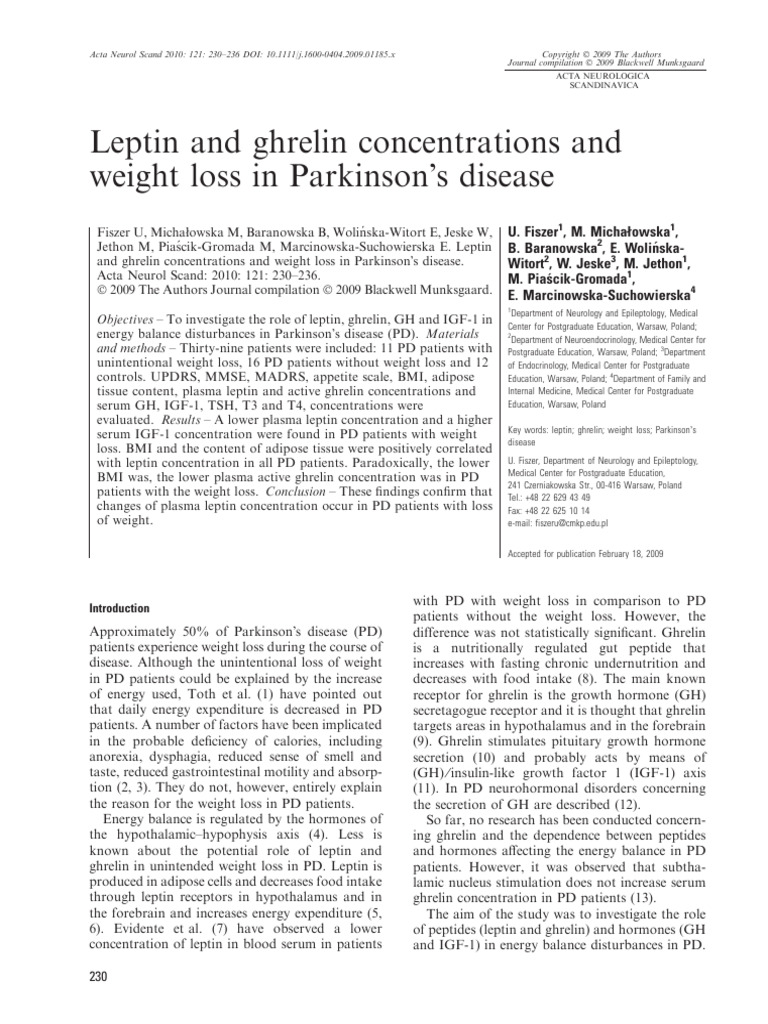 Fiszer 等 - 2010 - Leptin and Ghrelin Concentrations and Weight Loss in ...