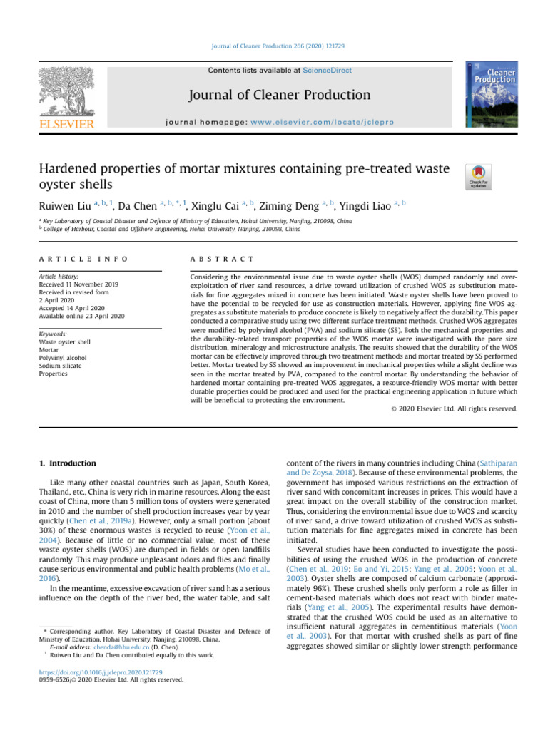 Enhancing Mortar with Waste Oyster Shells | PDF | Concrete | Scanning ...