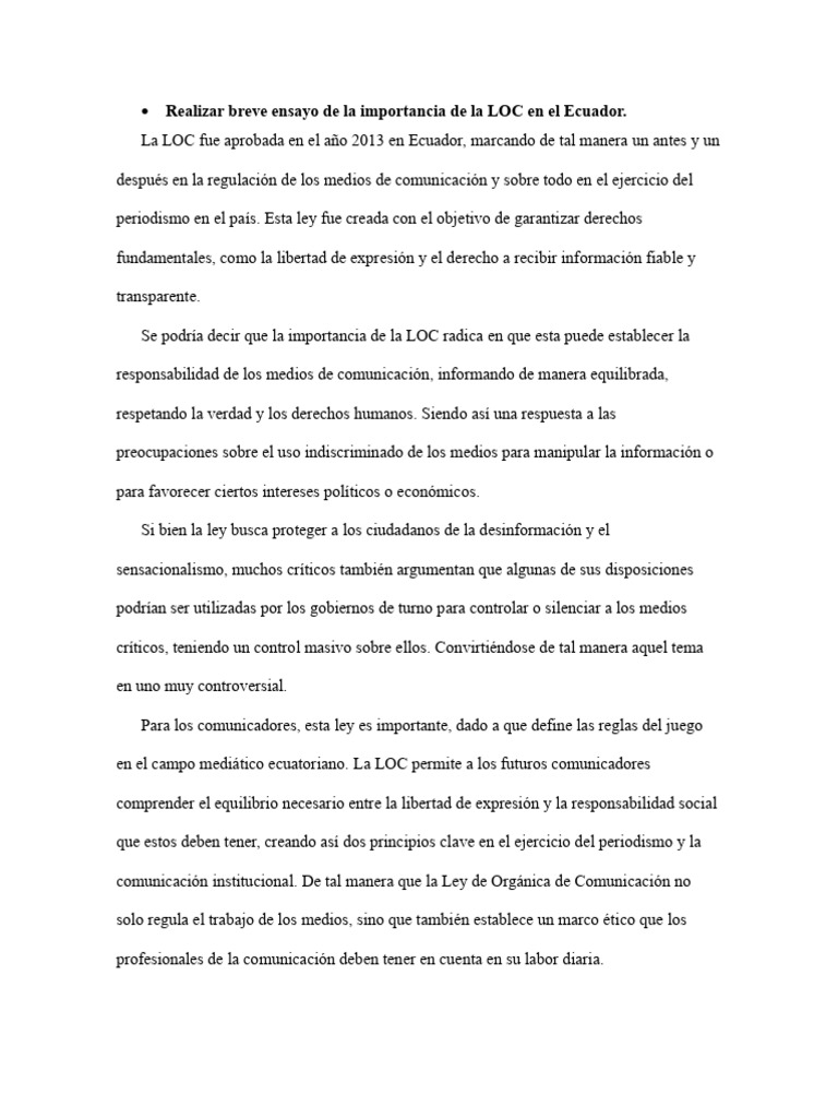 Análisis de La LOC | PDF | Telecomunicaciones | Libertad de expresión