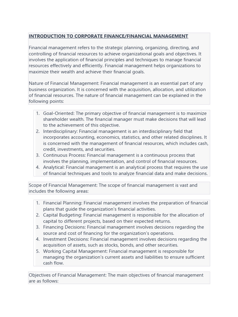 Introduction to Corporate Finance | PDF | Economies | Business