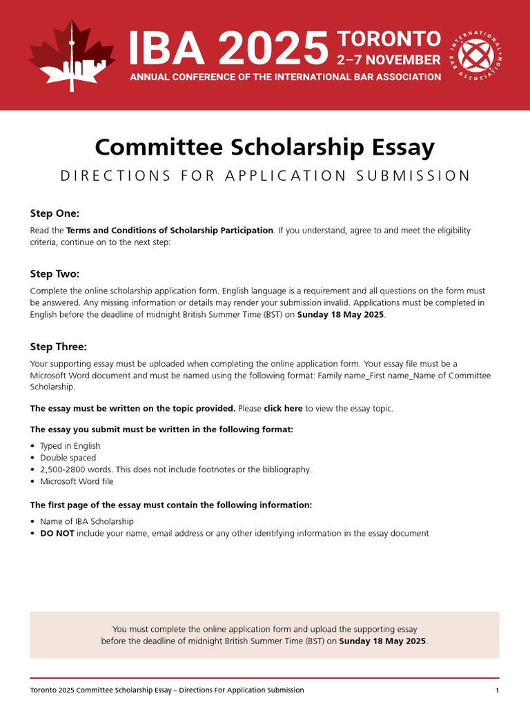 IBA Scholarship Essay Submission Guide | PDF