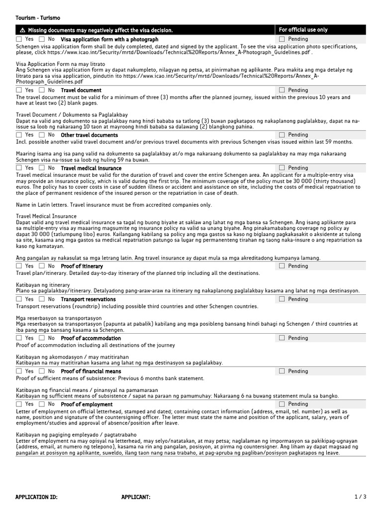 Tourist Checklist | PDF