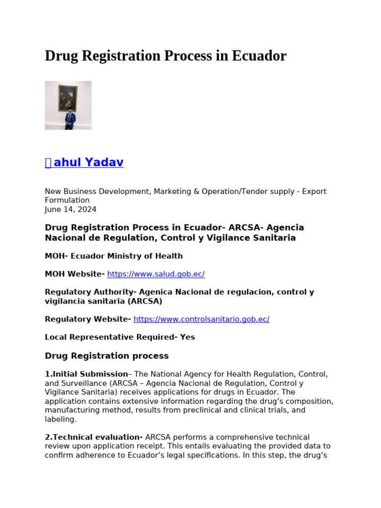 Ecuador Drug Registration Process Guide | PDF | Ecuador | Generic Drug