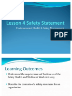 Lesson 4 Intro To Safety Statement