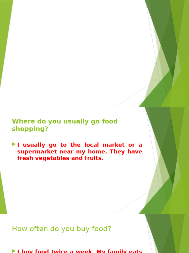 Food Shopping and Meal Preferences | PDF | Meal | Lunch
