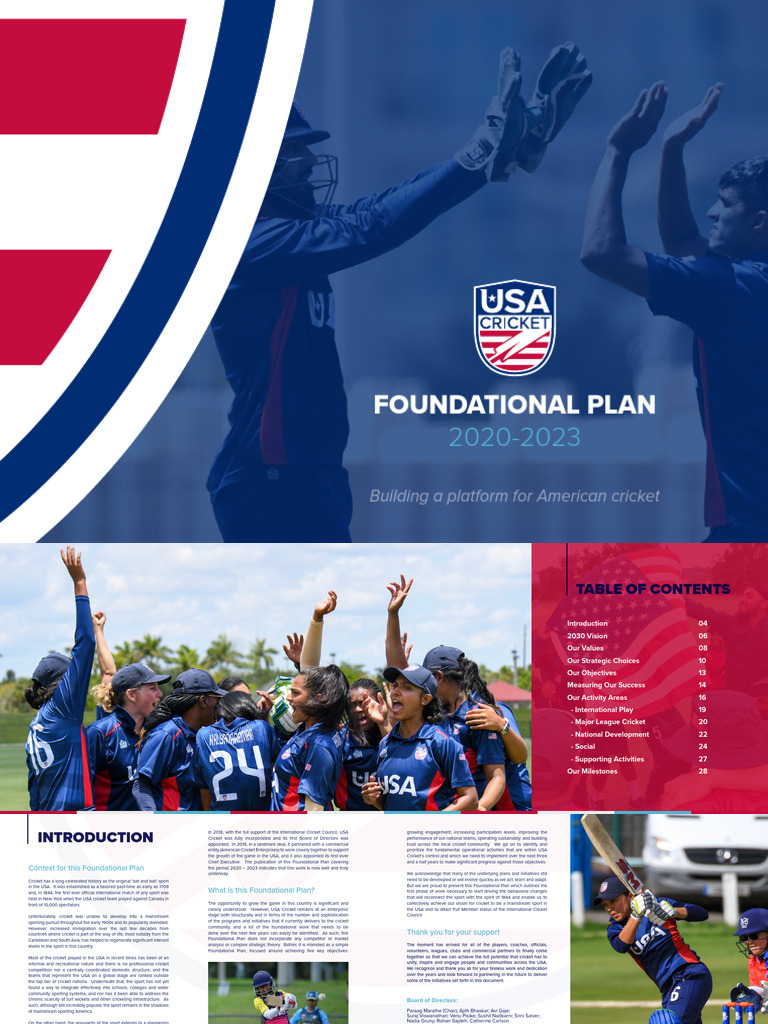 USA Cricket Foundational Plan Final | PDF | Governance | Cricket