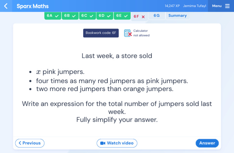 Sparx Maths: Jumper Sales Problem | PDF